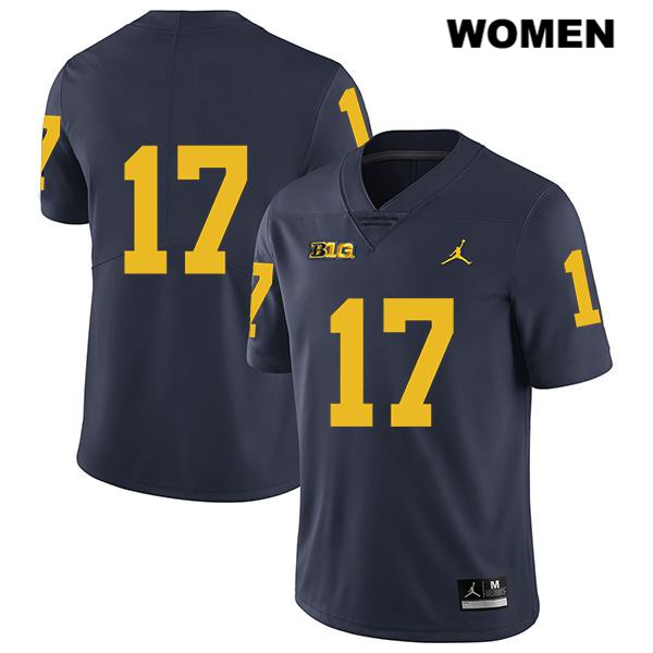 Women's NCAA Michigan Wolverines Sammy Faustin #17 No Name Navy Jordan Brand Authentic Stitched Legend Football College Jersey VZ25S15OR